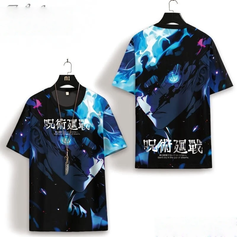 

Футболка с 3D-принтом персонажа, повседневный тканый топ, быстросохнущая рубашка с круглым вырезом и короткими рукавами по мотивам аниме Jujutsu Kaisen