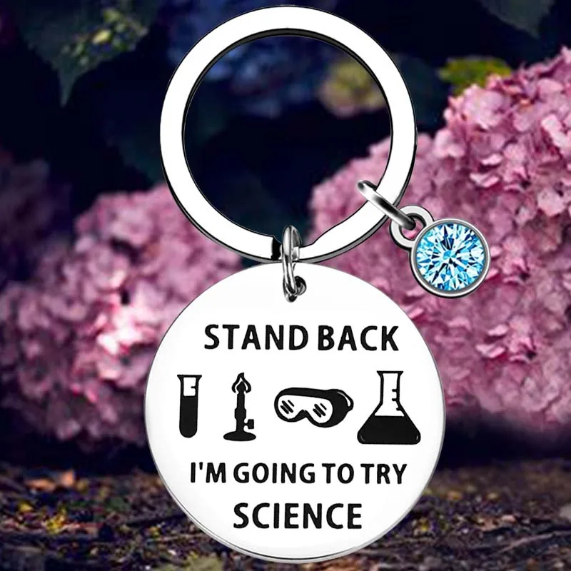 Scientist Gift Keychain Stand Back I'M Going To Try Science Key Rings Science Lover Laboratory Gifts Science Graduation Gift