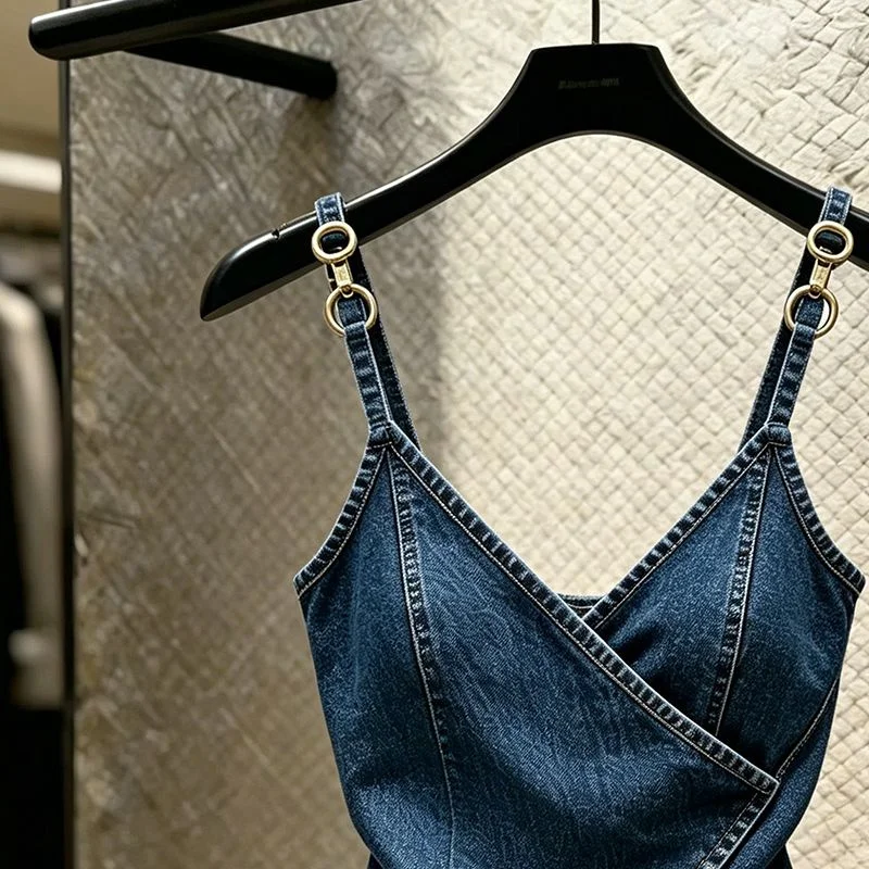 Beautiful Camisole Vest Women Vests Waistcoat Summer New Korean Style Spicy Girl Style Stylish Slimming Denim Shirt Top 2026