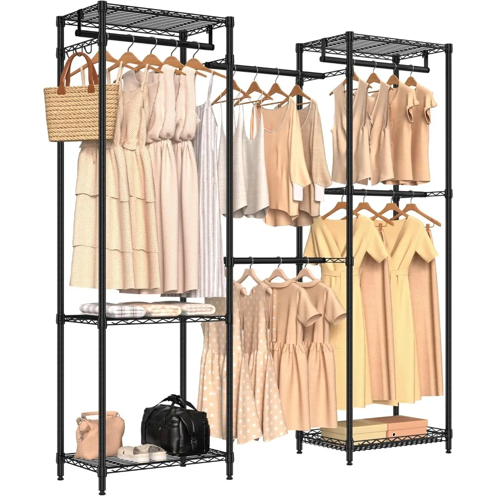 

Portable wardrobe storage rack for hanging clothes Adjustable Clothes Storage Rack System Large wire clothes hanger