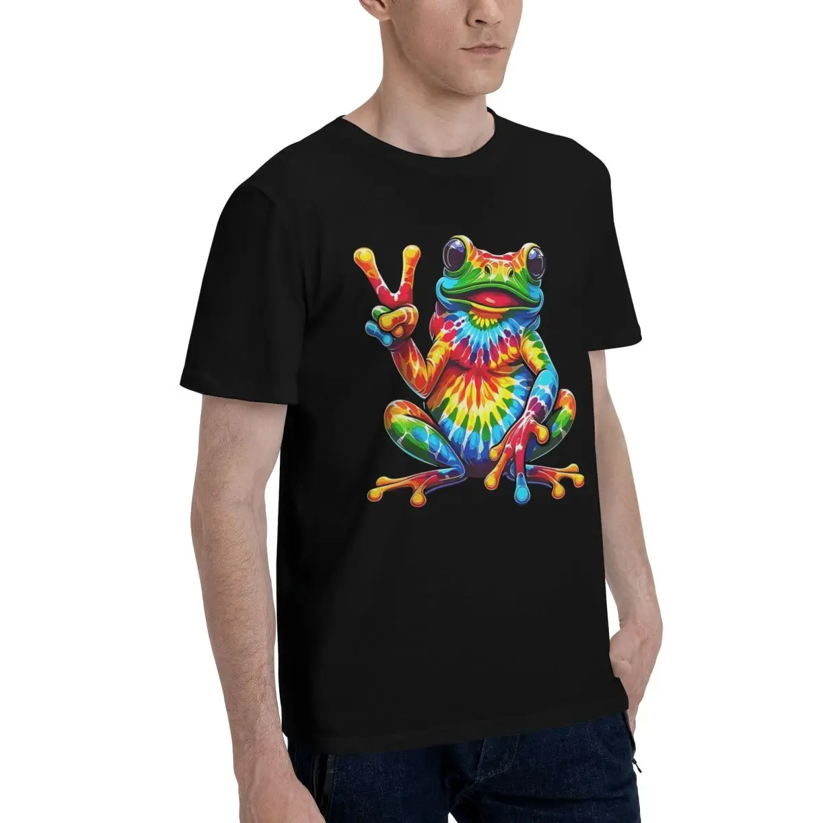 Movement Colorful Tie-Dye Frog Art T-shirts Championship Casual Graphic High quality Leisure USA Size