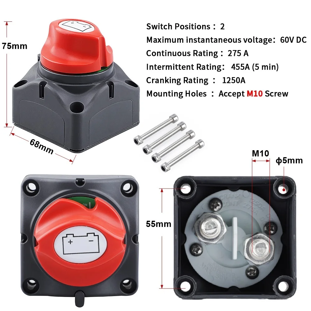 Batterij Disconnect Switch 12V 24V 300A Auto Isolator Disconnect Draaischakelaar 2 en 3 Positie Afgesneden Schakelaar voor VR Camper Boot