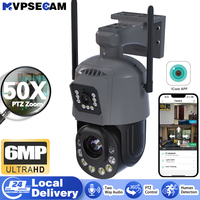 6MP Outdoor Wifi 50X Optical Zoom PTZ Camera Dual Screen  Color Night Vision IP Video Surveillance Camera CCTV 2-Way Audio ICSEE