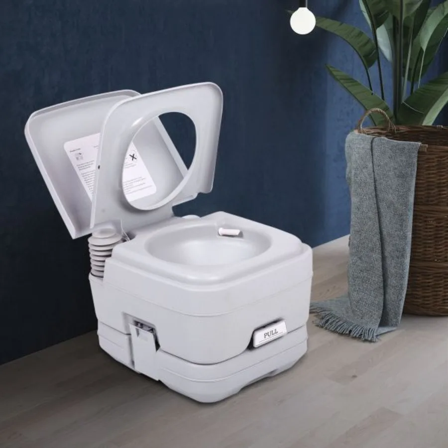 

Lightweight Portable Toilet 2.6 Gallon Flushable Camping Toilet Sanitary Outdoor Travel Toilet for Tents Boats Semi Trucks RV C