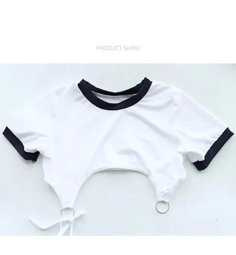 Cute bodysuit sexy lingerie hollow out clothing anime cosplay female student uniform sheer high waist student set view 5
