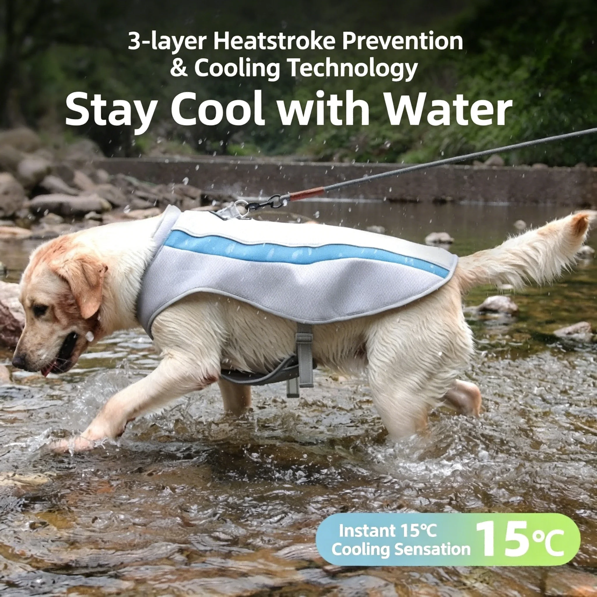 Dog Ice Silk Cooling Vest Breathable Heat Relief Summer Pet Clothes For Labrador Outdoor Instant Cooling Anti Heat Pet Apparel