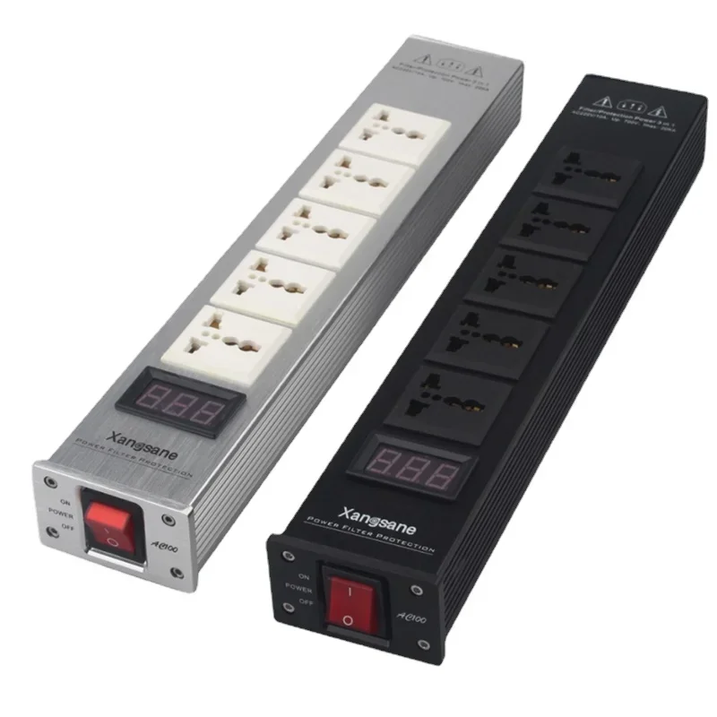 Hifi-Audio-Adapter aus Aluminium legierung Leistungs filter Überlast schutz 5-Loch-Verstärker Universal-Steckdose