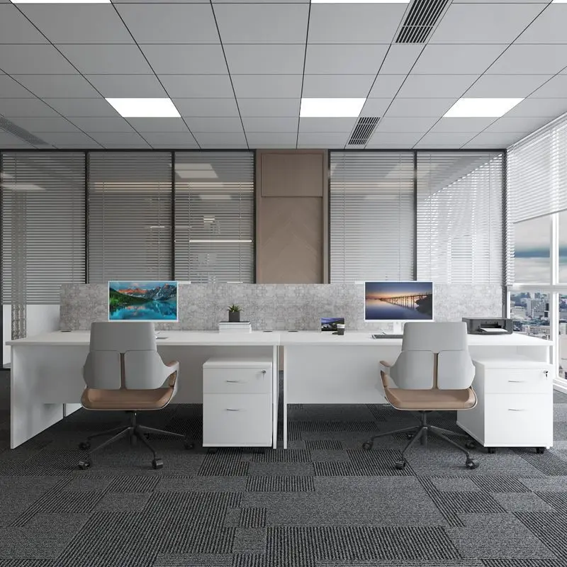 Staff Desk Modern Office Four-person Office Desk And Chair Combination Screen Desk Two-color Bevel