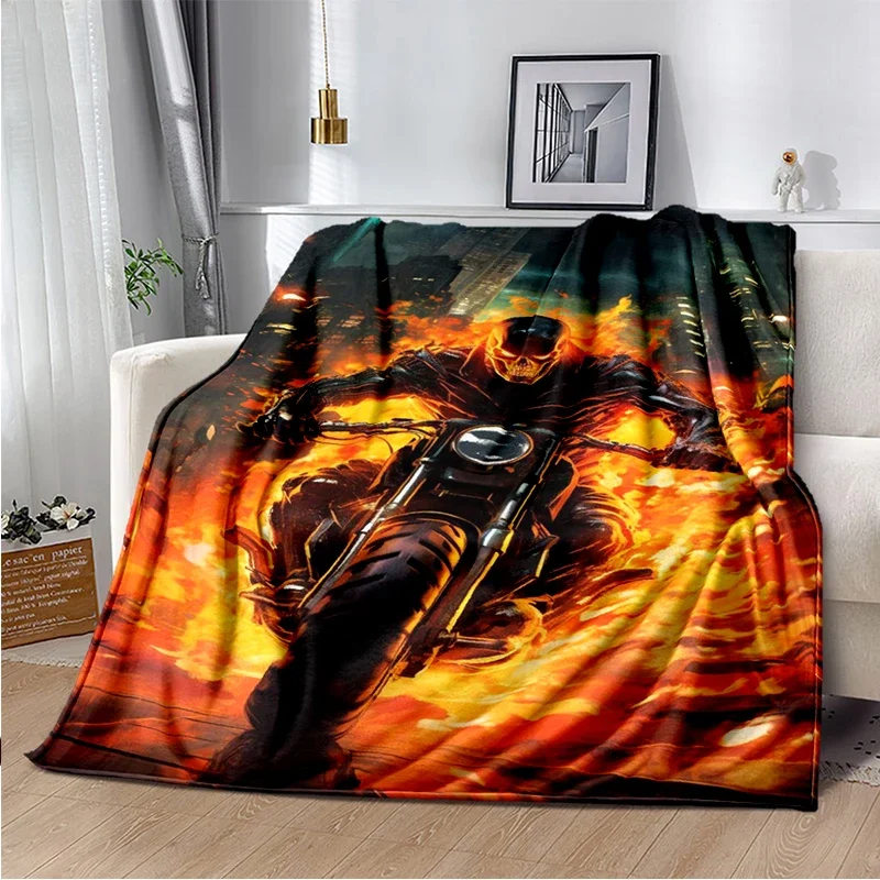2025 New Marvel Horror Ghost Rider Cartoon Gift Soft Blanket,Soft Throw Blanket for Home Bedroom Bed Sofa Picnic Child Cover Kid