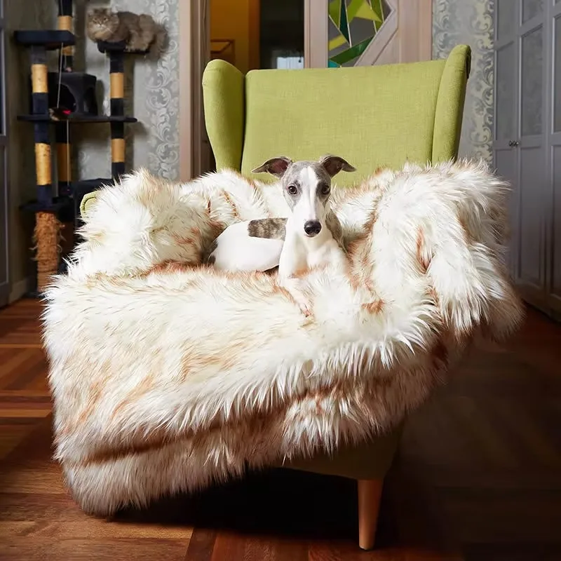 

Wholesale Bestselling Long Plush Dog Waterproof Mat Plush Cat Dog Blanket Machine Washable Fox Fur Pet Mat Customizable