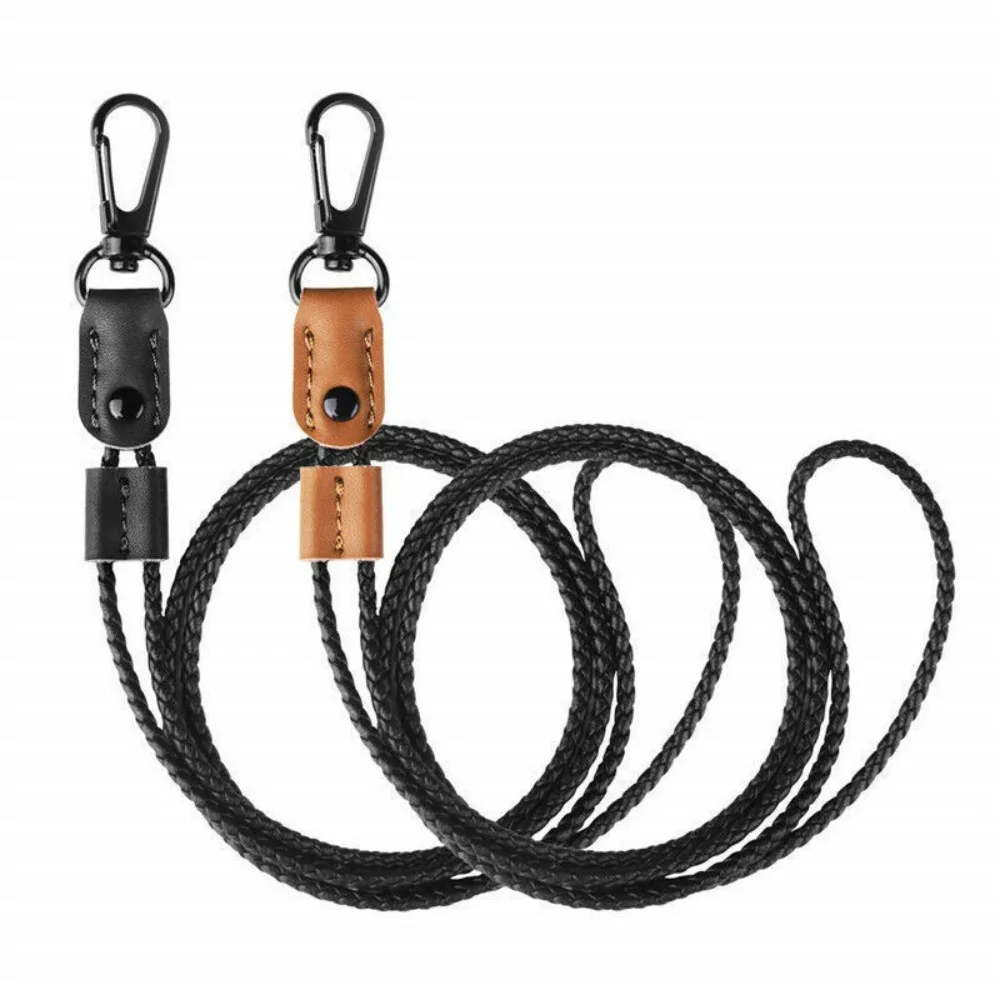 1Pc Lanyard Adjustable Length PU Material Woven Neck Strap Anti Loss Hanging Rope for Work ID Badge Holder Keys Phone