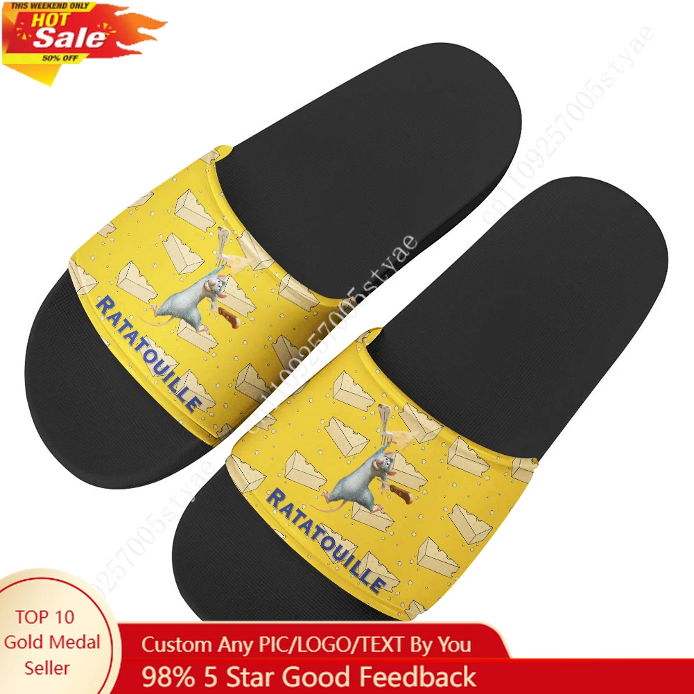 

Ratatouille House Slippers Disney Cartoon Movies Decoration Sandals Design Your Photo Text Logo Holiday Gifts Custom Shoes