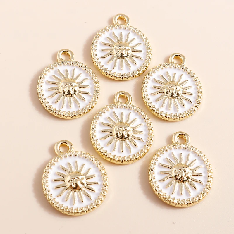 8 Stück zweifarbige Emaille-Sonnen-Mond-Charms für baumelnde Ohrringe, Armbänder, Halsketten, Schmuckherstellung, Zubehör, handgefertigter DIY-Schmuck – Detail 13