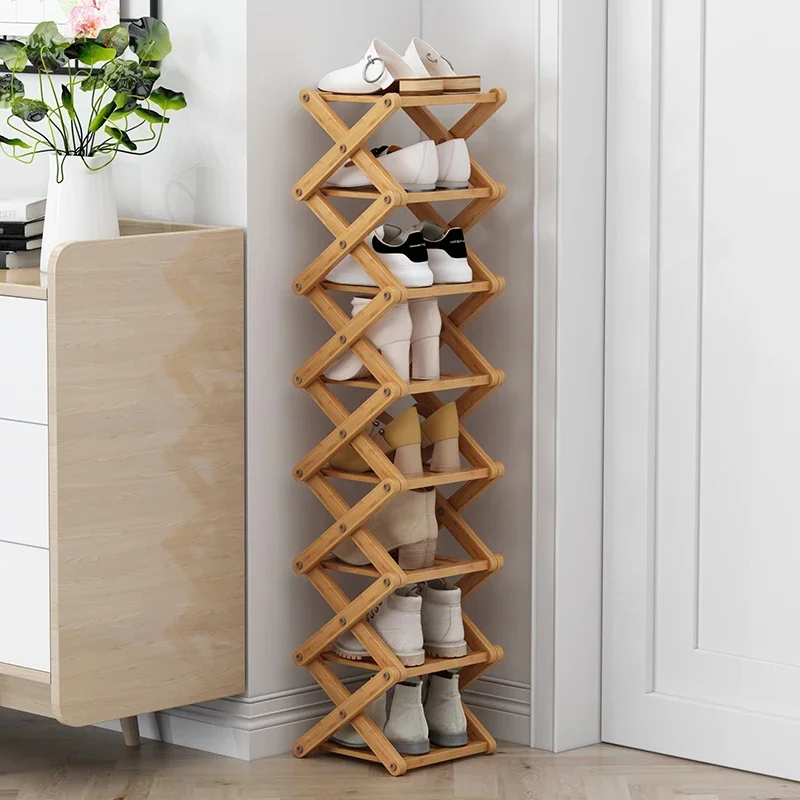 Simple Nanbamboo Cross Shoe Rack Multi-storey Indoor Bedroom Dormitory Home Doorway Storage Rack Small Shoe Cabinet Saves Space