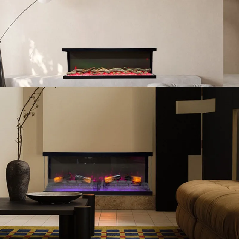 All-glass Three-sided Fireplace Wall-mounted Living Room Trendy European-style Humidifying Atomization Built-in Decorative Home