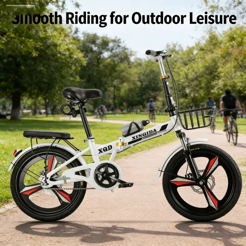 

Белый односкоростной складной велосипед с передней амортизацией и дисковым тормозом для детей и взрослых, унисекс, не требующий установки, интеграция