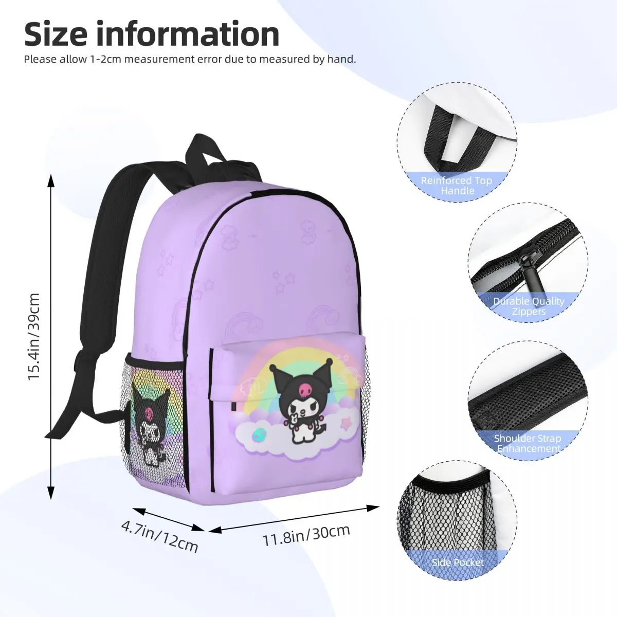 Sanrio Hello Kitty Bedrukt Lichtgewicht Casual Schooltas Voor School, Buiten, Winkelen, Kantoor 15Inch