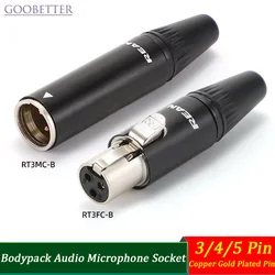 3/4/5-Pin Mini XLR Connector Male/Female Plug Socket，Gold-Plated Copper Contacts，for Wireless Bodypack Lavalier Microphone