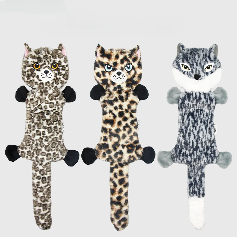 Funny Plush Dog Squeaky Toys Cute Animal Fox Flower Cat Leopard Shape Small Large Dogs Cats Interactive Chew Toy Pet Accessories