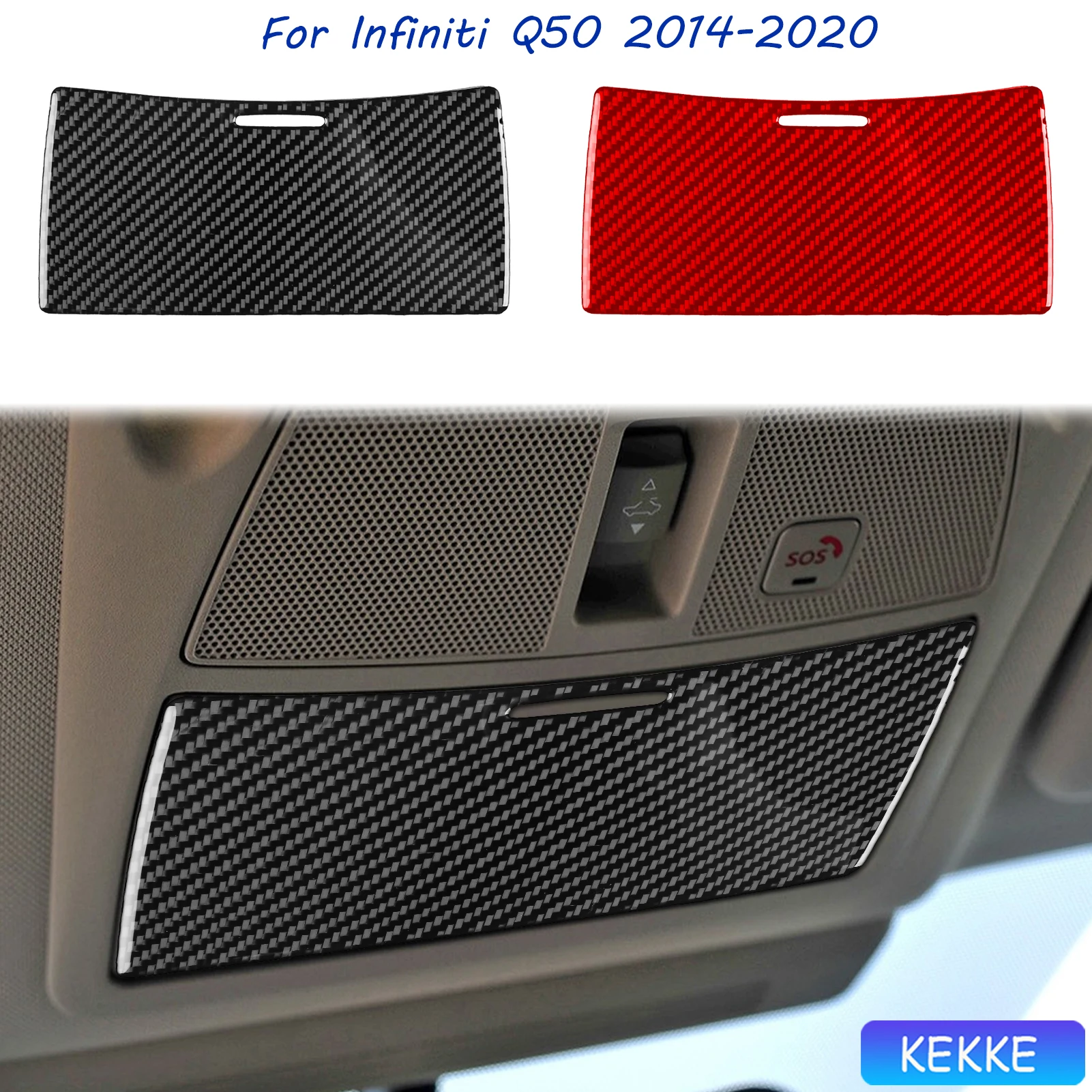 

For Infiniti Q50 2014-2020 Carbon Fiber Reading Light Glasses Case Trim Cover Car Interior Accessories Decorative Tuning Sticker