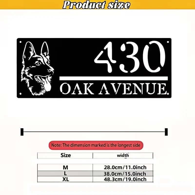 Personalized German Shepherd House Number Metal Sign Engraved with Name and Address metal Dog-Themed Outdoor Wall Plaque