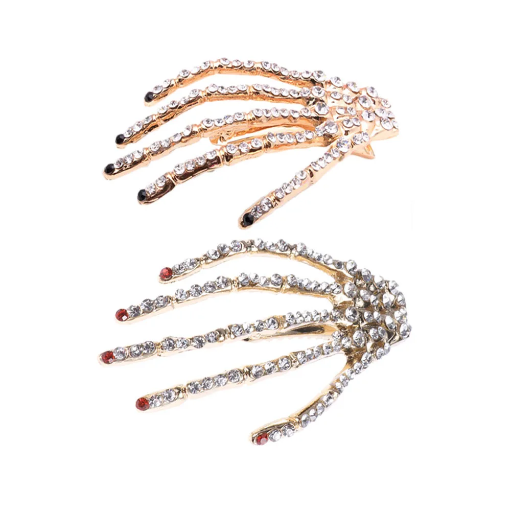 2 قطعة دبوس الشعر مخلب الجمجمة اليد العظام مشبك شعر حفلة الهالوين الشرير نمط اكسسوارات مشبك شعر #1