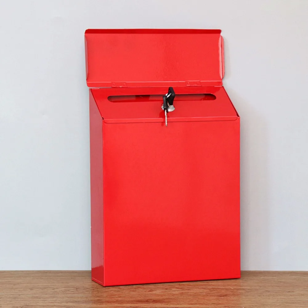 New Iron Mailbox Lockable Suspensable Letter Storage Box Cuboid Solid Newspaper Box Office