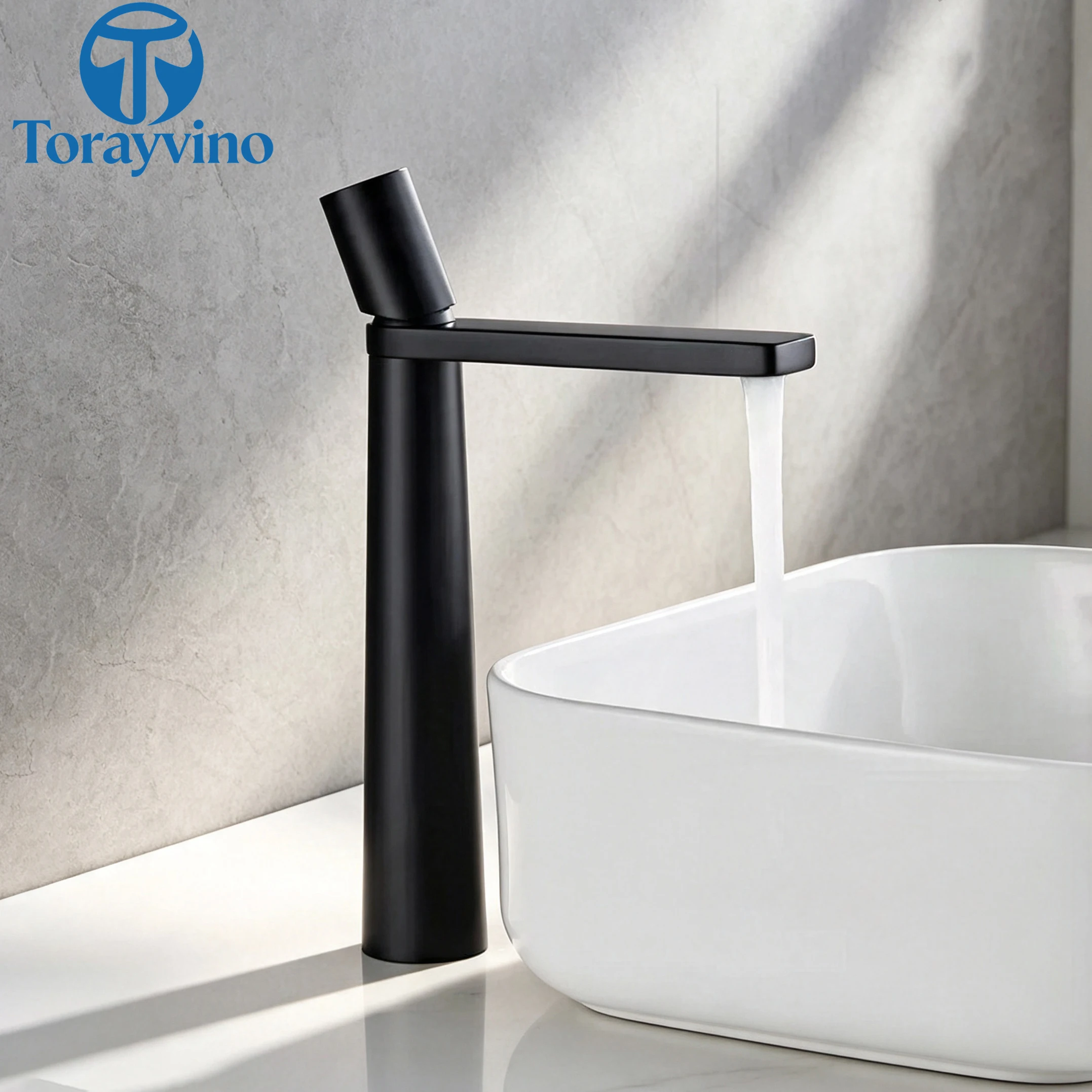 Torayvino Minimalism Bathroom Basin Faucet Black Brass Vessel Sink Single Handle Hot Water Mixer Taps Washbasin Gold Faucets