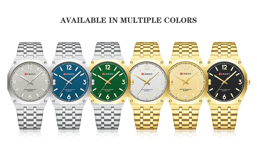CURREN Herren Luxus-Armbanduhr mit achteckigem Gehäuse, leuchtend, Business-Quarzuhr mit Edelstahlarmband, Reloj Masculino – Detail 7