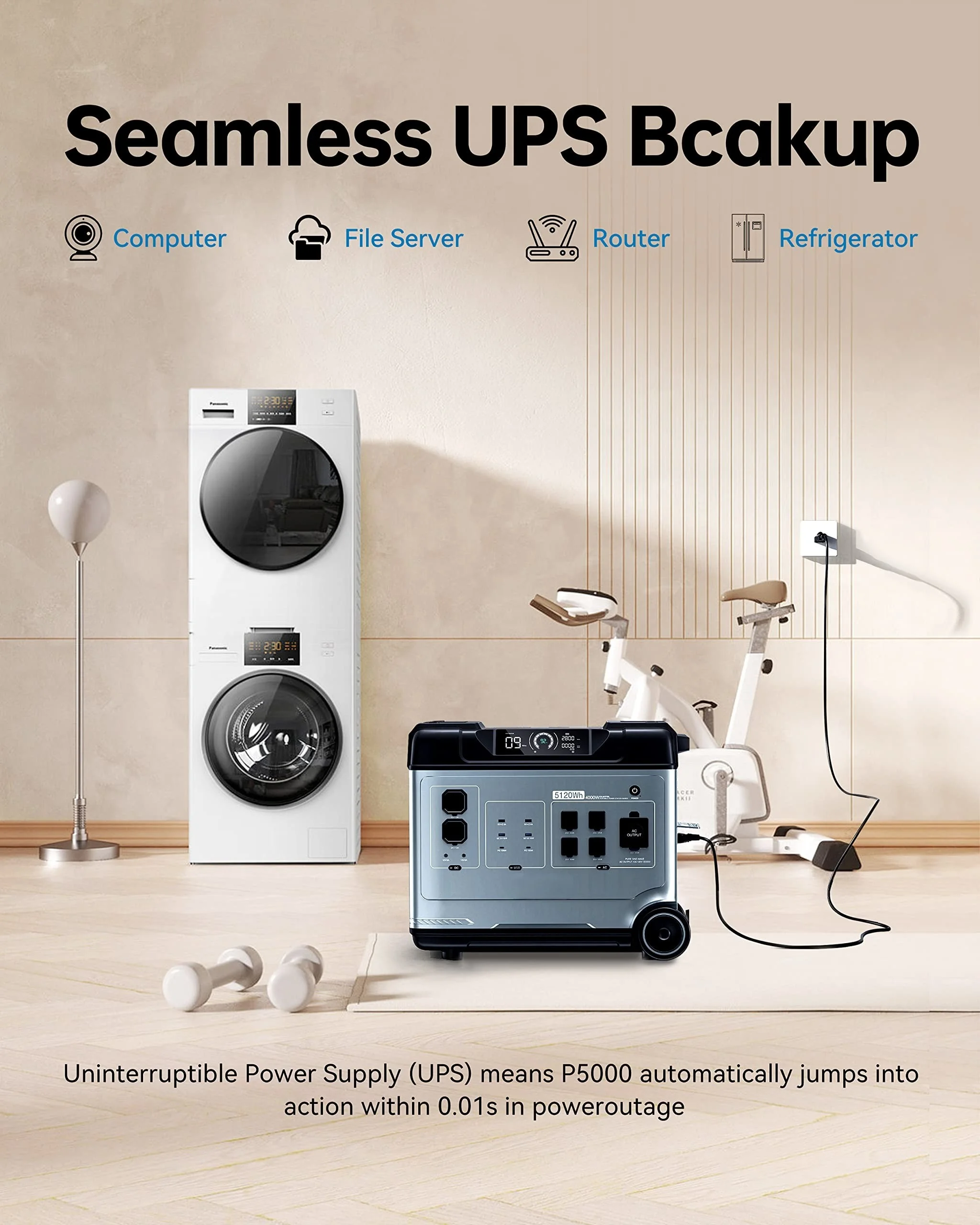 P5000 مولد الطاقة الشمسية بطاريات 5120Wh محطة طاقة محمولة مع عاكس 4000 واط 5000 واط 2200 واط لأستراليا