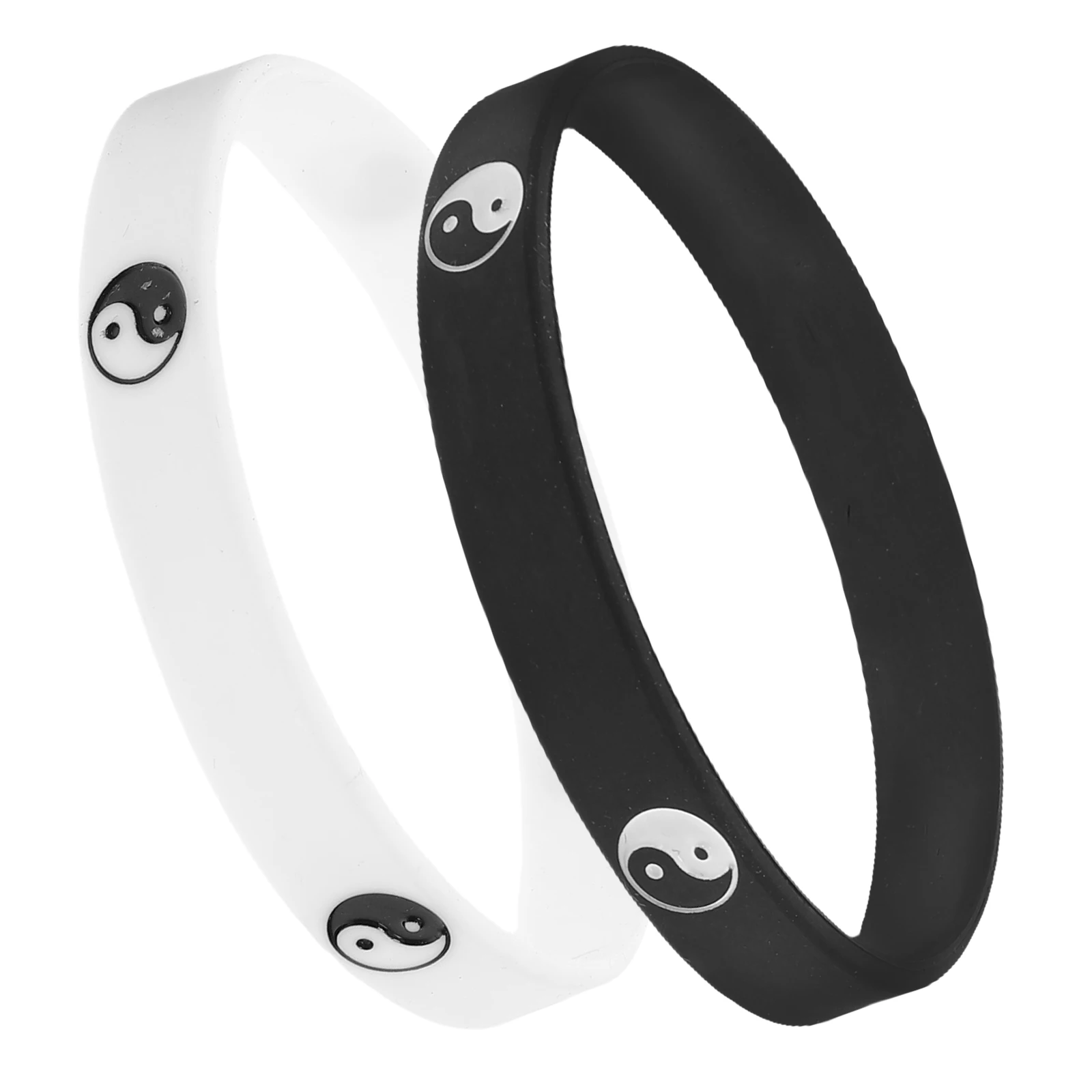 

2pcs Tai Yin Jewelry Silicone Couples Bracelets Men Rubber Wristbands Theme Charm Fitness Accessories