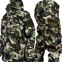New Winter Thicken Men Camo Suit Waterproof Tactical Training Set Multi-pocket Hooded Jacket Fleece Pants Outdoor Hunting 2piece