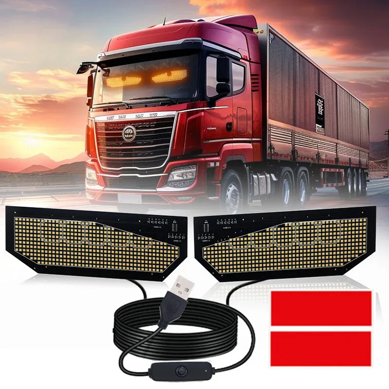 

2PCS Devil Eyes Light Car Window Flexible LED Display Screen Matrix Pixel Panel Demon Dynamic Eye Light For Car Truck Windshield