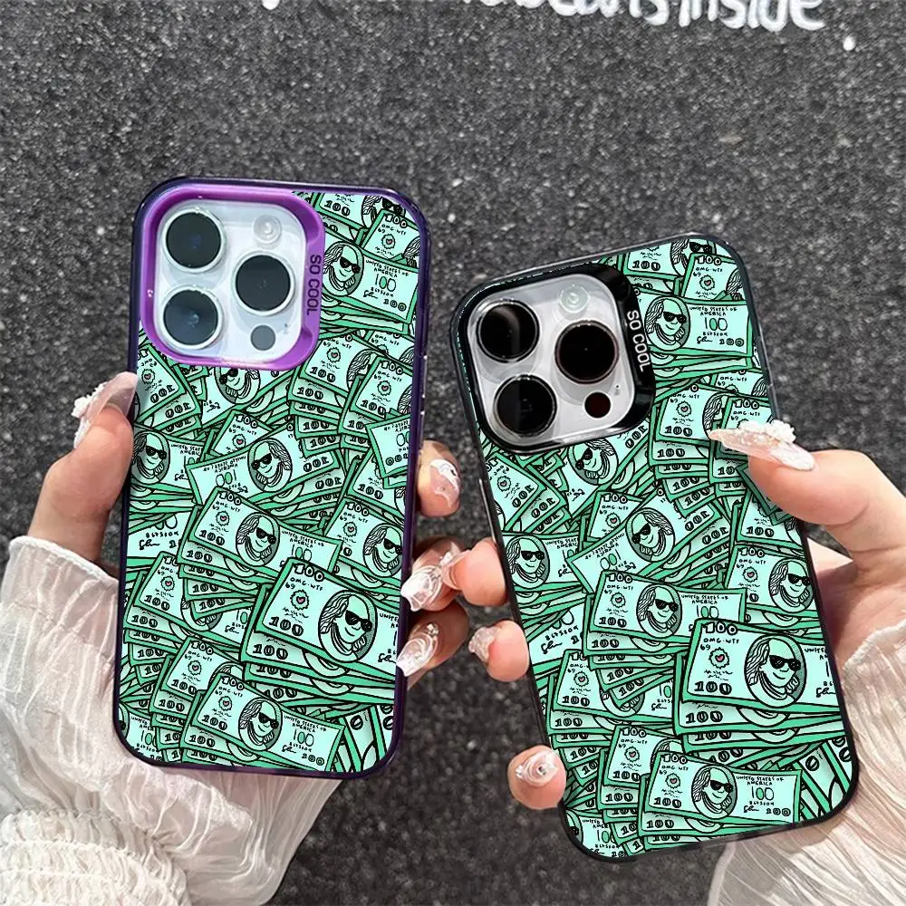 جرافيتي تصميم الإبداعية الدولار جراب هاتف آيفون 17 الهواء 16 15 14 13 12 11 برو ماكس زائد اللون للصدمات عودة الفضة كوف #2