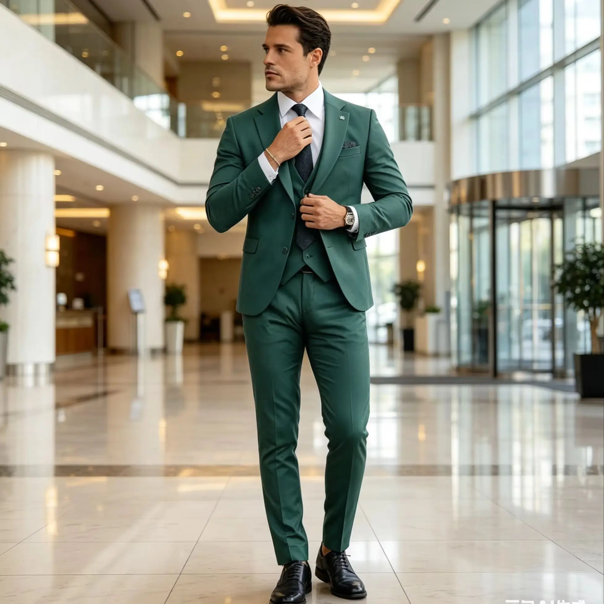 

Men Suits Slim Fit Notch Lapel 2 Piece Set Business Pant Suits
