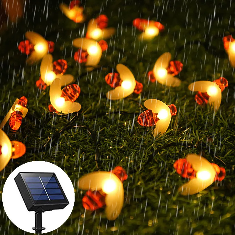 

100LED/50LED/20LED Outdoor Solar Bee String Lights Suitable for Easter Christmas Garden Balcony Tree Party Wedding Decoration