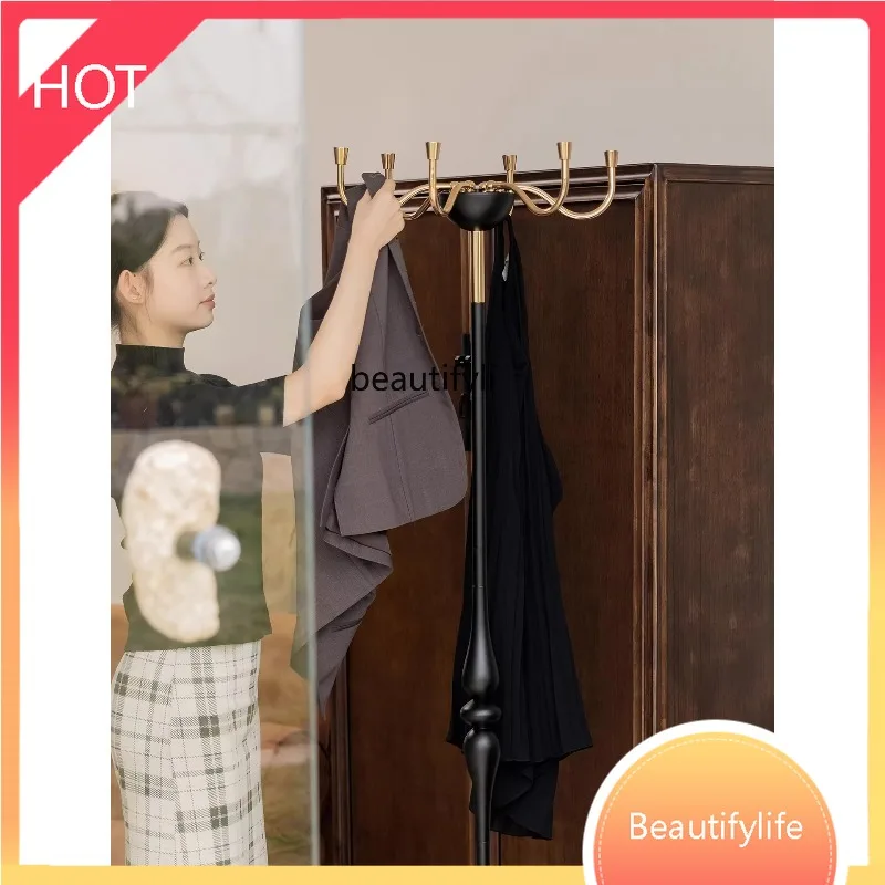 Coat rack floor-to-ceiling single pole, bedroom entry, retro living room, high-end clothes hanging hanger by the bed 03A