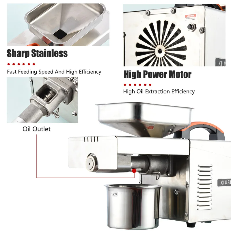 Stainless Steel Small Home Use Automation Olive Coconut Flaxseeds Oil Expeller Nuts Mini Oil Press Machine