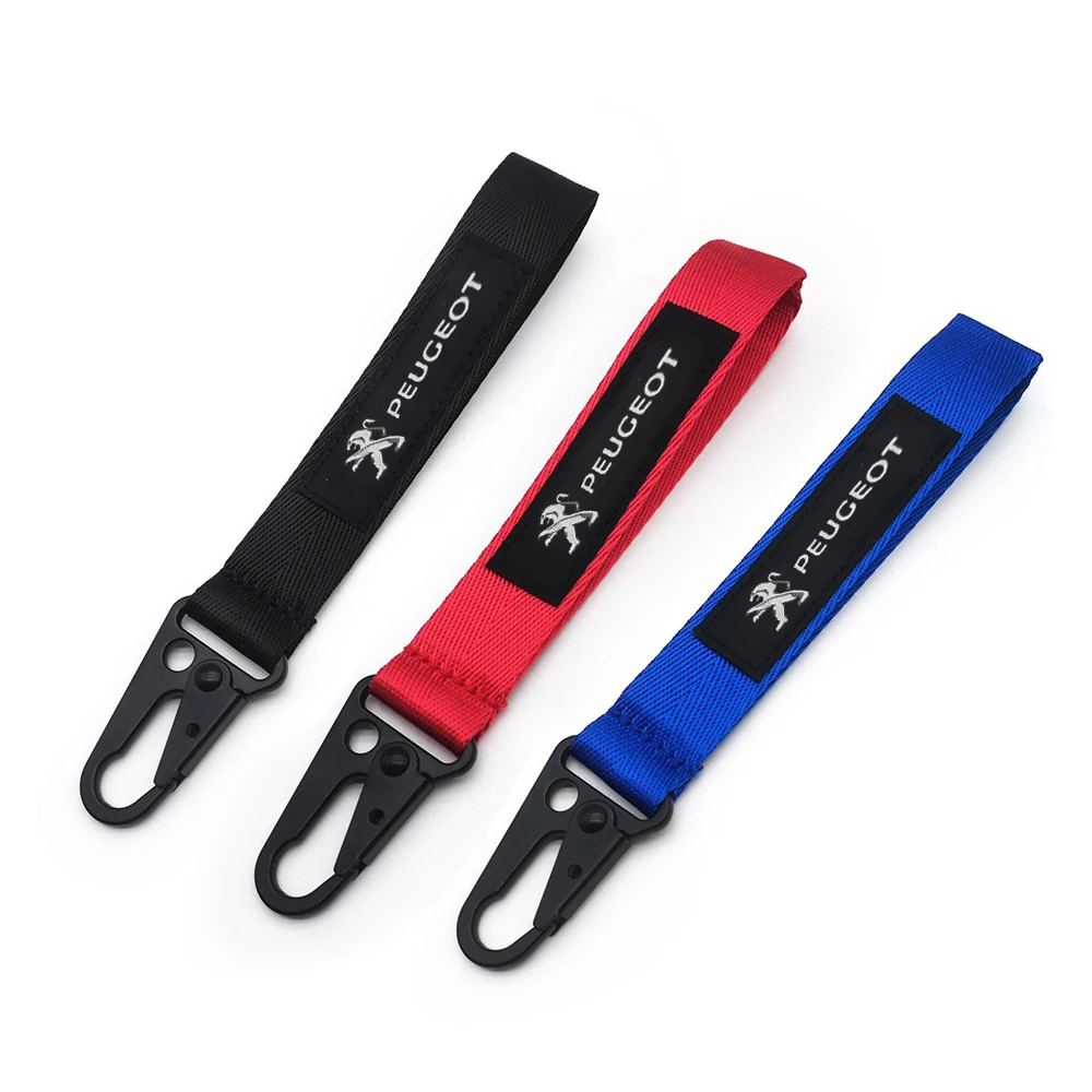 1 قطعة سيارة كيرينغ الشريط الحبل المفاتيح مفتاح حامل اكسسوارات لبيجو 207 3008 206 208 308 307 407 508 2008 5008 107 106