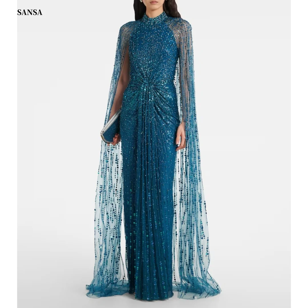 

Платье для выпускного вечера Sansa по индивидуальному заказу с зелеными блестками и бисером فساتين majiن esaبات prata длиной до пола, платья de festa