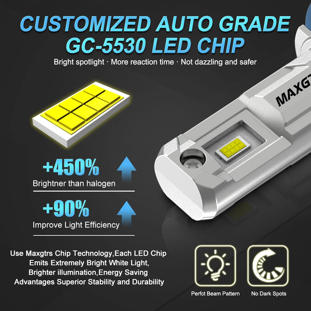 2Pcs H10 H11 LED Headlight Bulbs for Car No Fan 9005 HB3 9006 HB4 H9 H16JP H8 LED CSP Chip Automotive Fog Lamp