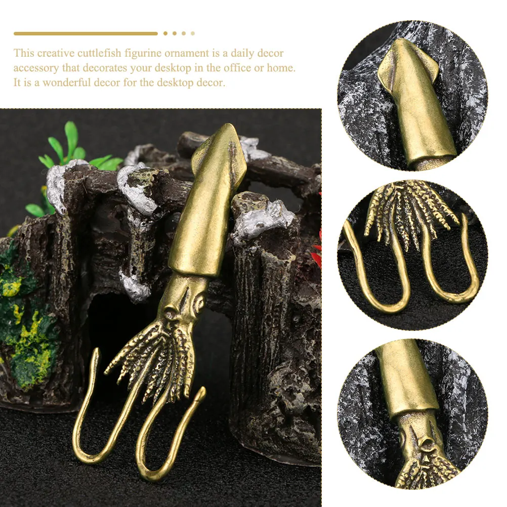 

Exquisite Brass Cuttlefish Decor Creative Desktop Marine Animal Statue Vintage Golden Craft Golden Brass Cuttlefish Figurine