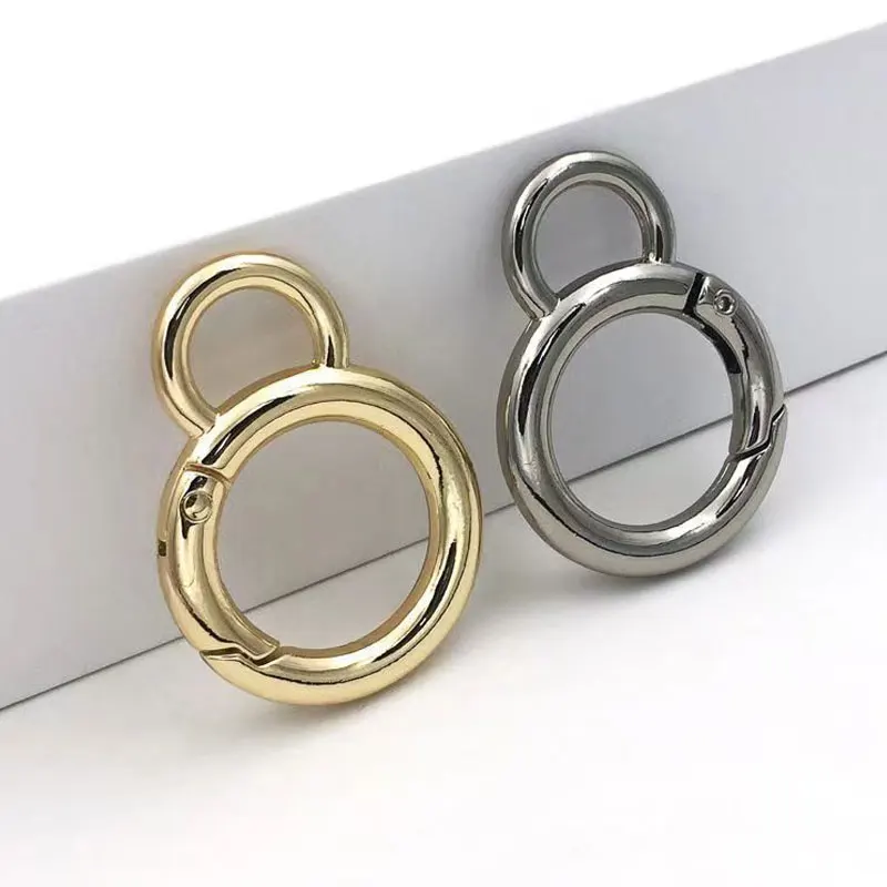 

8Pcs/Lot 20mm Metal Ring Spring Clasps Gourd Shape Carabiner Keychain Bag Clips Hook Handbags Chains For DIY Buckle Accessories