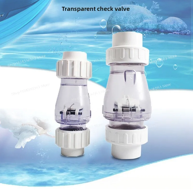 

Transparent Check Valve for Pool Systems, Clear PVC One Way Valve Accessory with Visible Flow Indicator