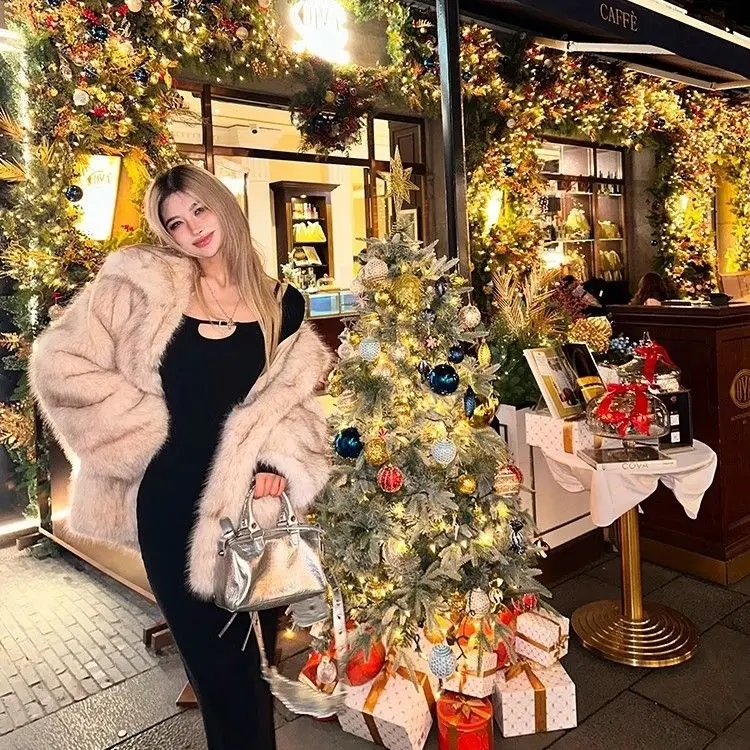 

Осень-зима 202, пальто из искусственного меха, женская толстая теплая плюшевая куртка средней длины, элегантная модная экологически чистая верхняя одежда, топы