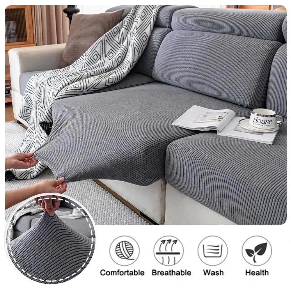 Gestreepte jacquard stof bankhoes woonkamer elastische luxe bank zitkussen geval woondecoratie stofdicht antislip productor