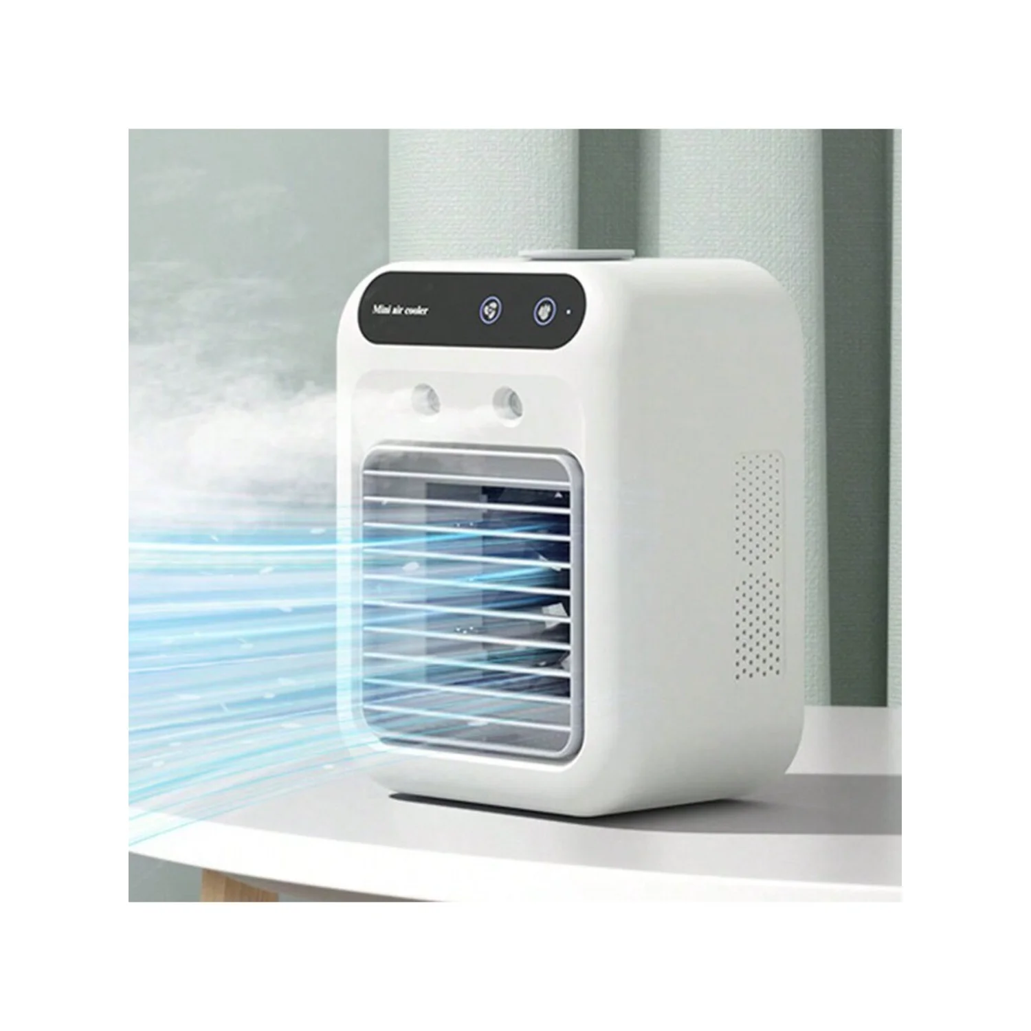 

1pc Mini USB Cold Air Fan With Mist Humidifier, Portable Desktop Air Conditioner, Dorm Room Mobile Fan, Dorm Room Cooler Fan
