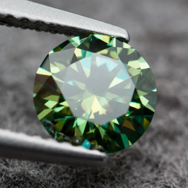 Moissanite Green Color Lab Grown Diamond Pass Stone 8 Hearts & Arrows Diamond Tester GRA Report Certified