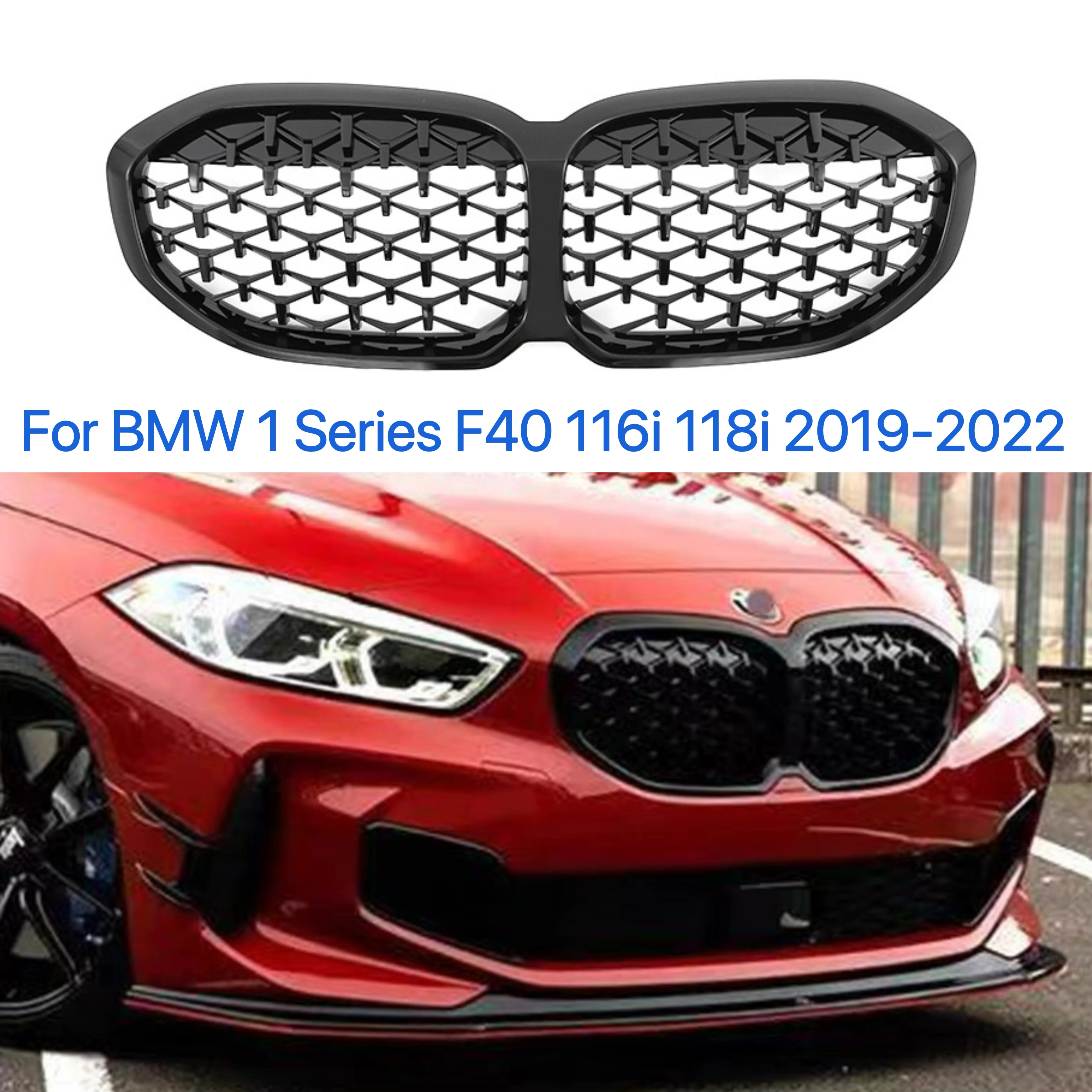 

1 Pair M Color/Gloss Black Car Front Bumper Kidney Grill Grilles for BMW 1 Series F40 116i 118i 120i 128ti M135i xDrive 2019-22