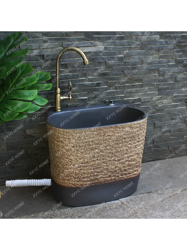 Outdoor Ceramic Mop Pool Balcony Mop Pool Home Bathroom Integrated Outdoor Mop Stone Washing Mop Basin